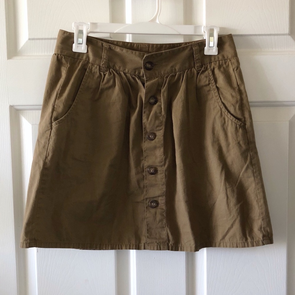 Khaki button up skirt